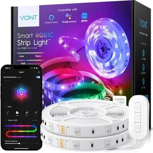 Vont RGBIC Strip Lights Smart LED Color Changing Strips, Compatible w/Alexa 32.8